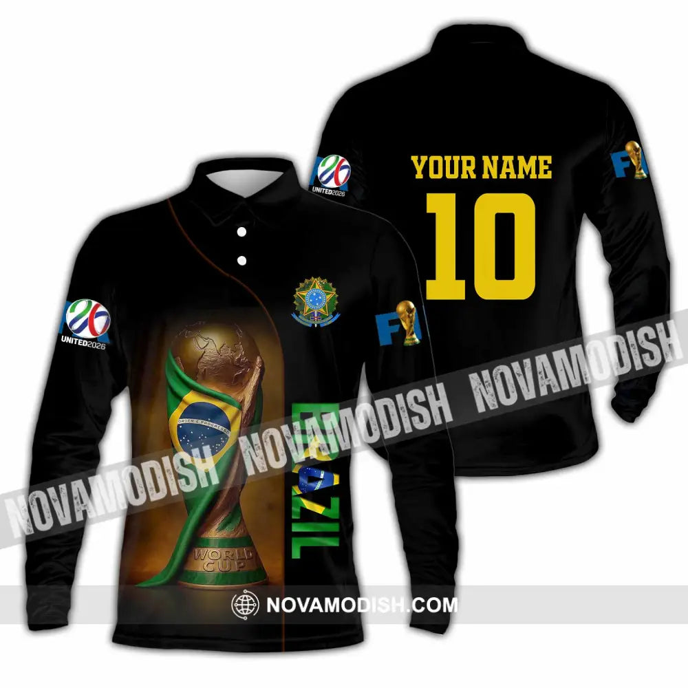 Unisex Shirt - Custom Brazil 3D Shirt Long Sleeve Polo / S T-shirt