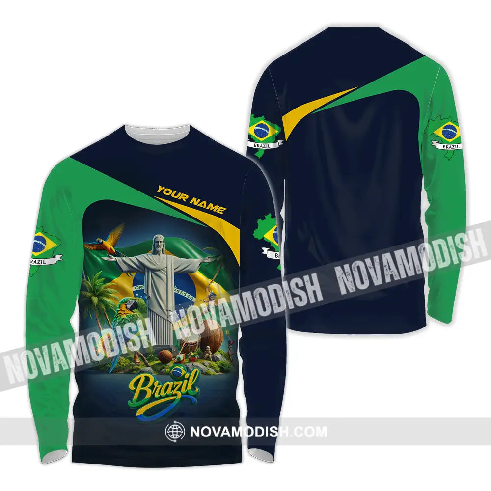 Unisex Shirt - Custom Brazil 3D Shirt Long Sleeve Shirt / S T-shirt