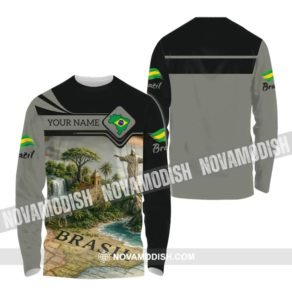 Unisex Shirt - Custom Brazil 3D Shirt Long Sleeve Shirt / S T-shirt