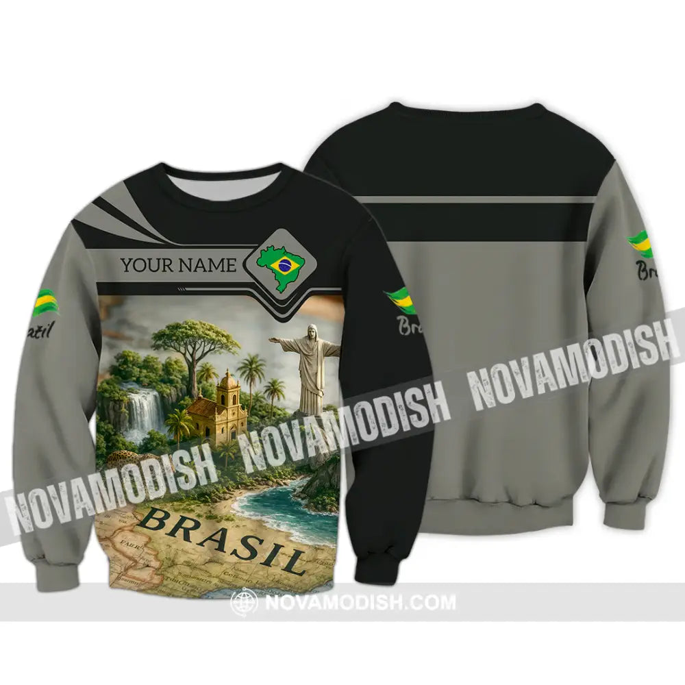 Unisex Shirt - Custom Brazil 3D Shirt Long Sleeve / S T-shirt
