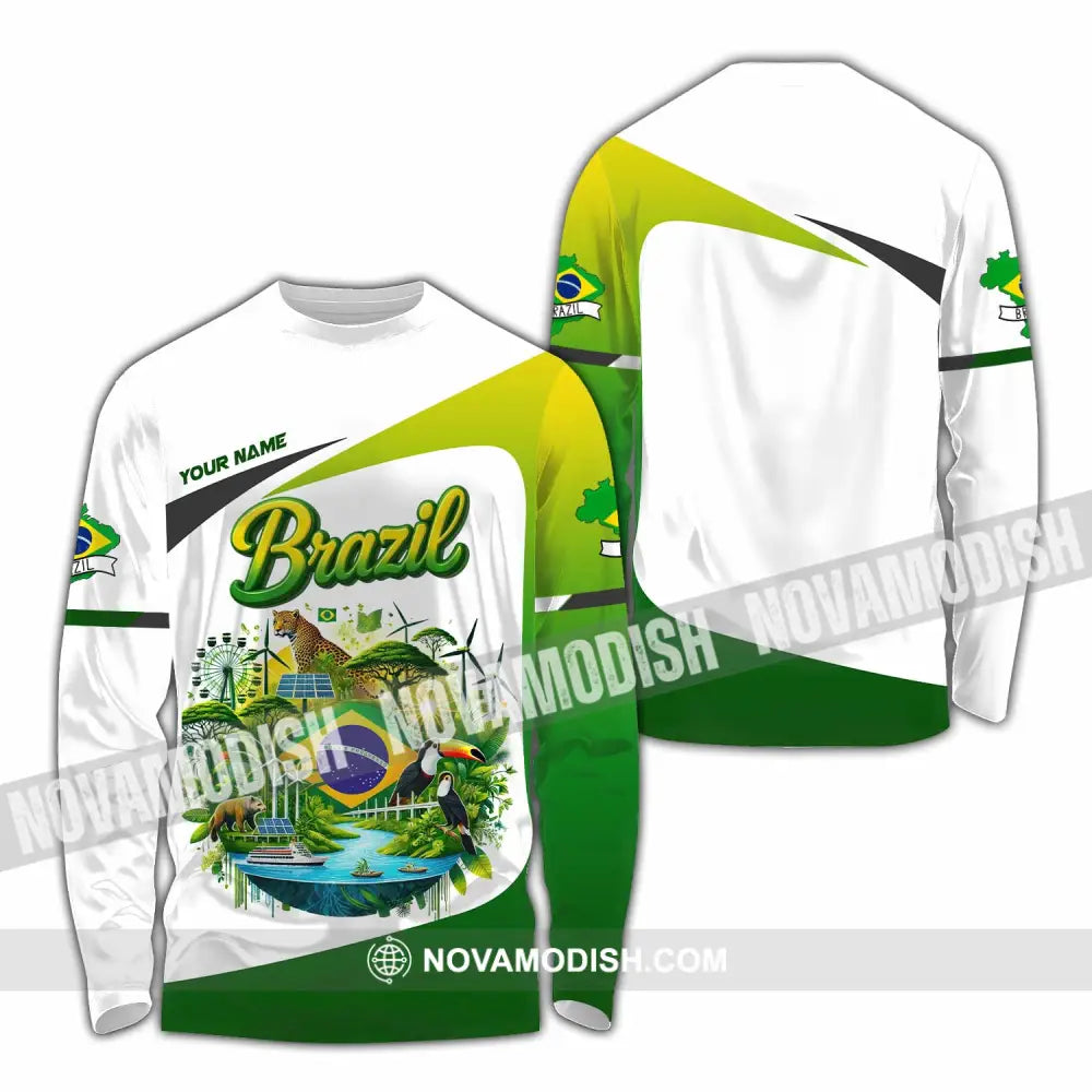 Unisex Shirt - Custom Brazil 3D Shirt Long Sleeve Shirt / S T-shirt