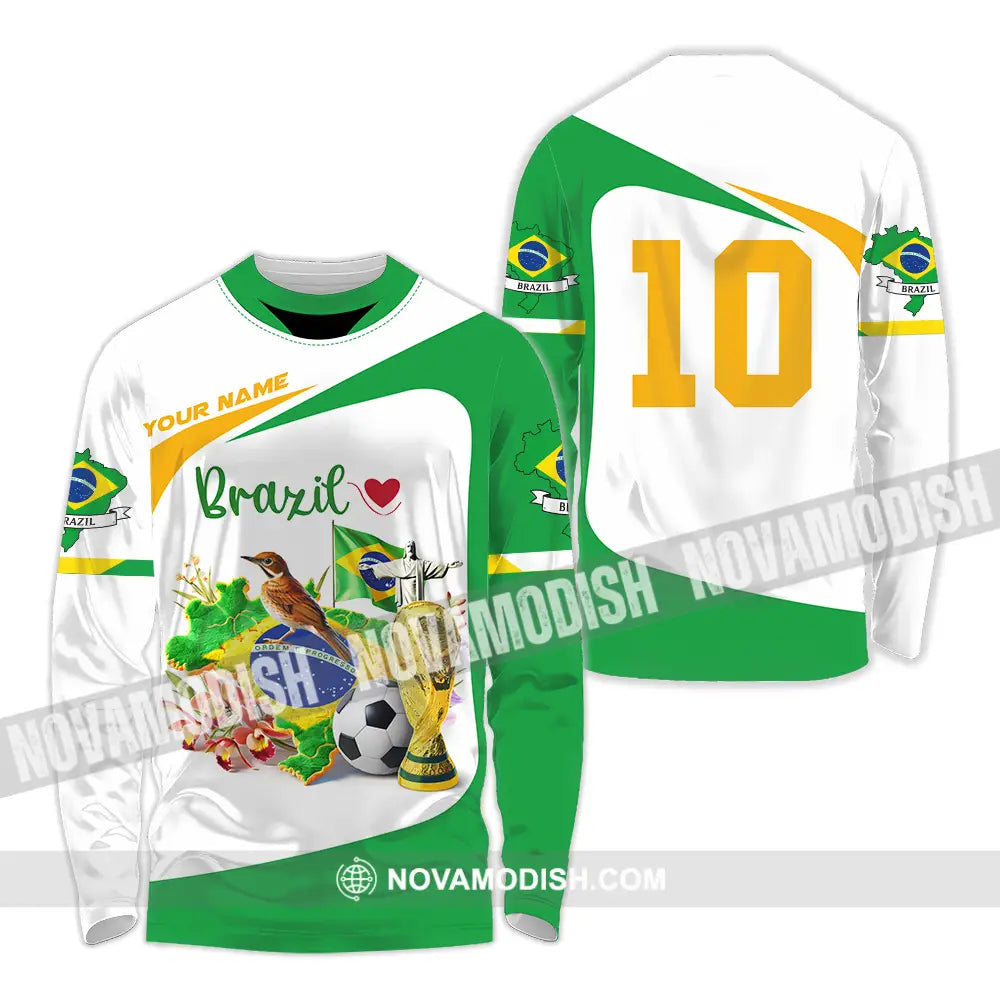 Unisex Shirt - Custom Brazil 3D Shirt Long Sleeve Shirt / S T-shirt
