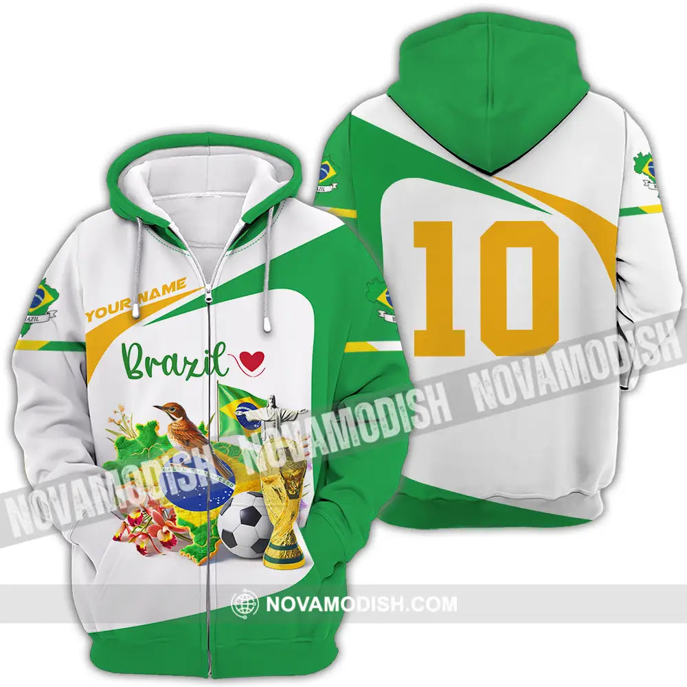 Unisex Shirt - Custom Brazil 3D Shirt Zipper Hoodie / S T-shirt