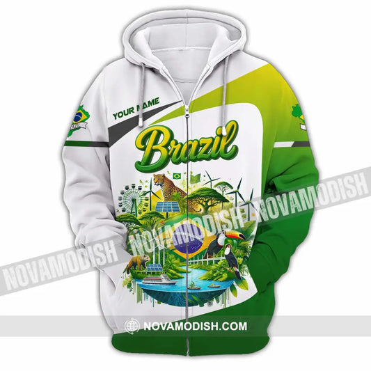 Unisex Shirt - Custom Brazil 3D Shirt Zipper Hoodie / S T-shirt