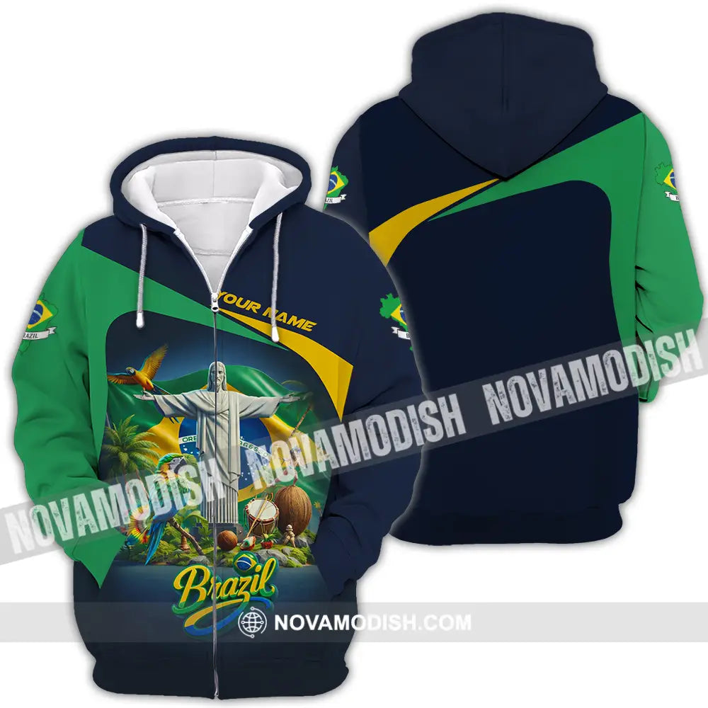 Unisex Shirt - Custom Brazil 3D Shirt Zipper Hoodie / S T-shirt