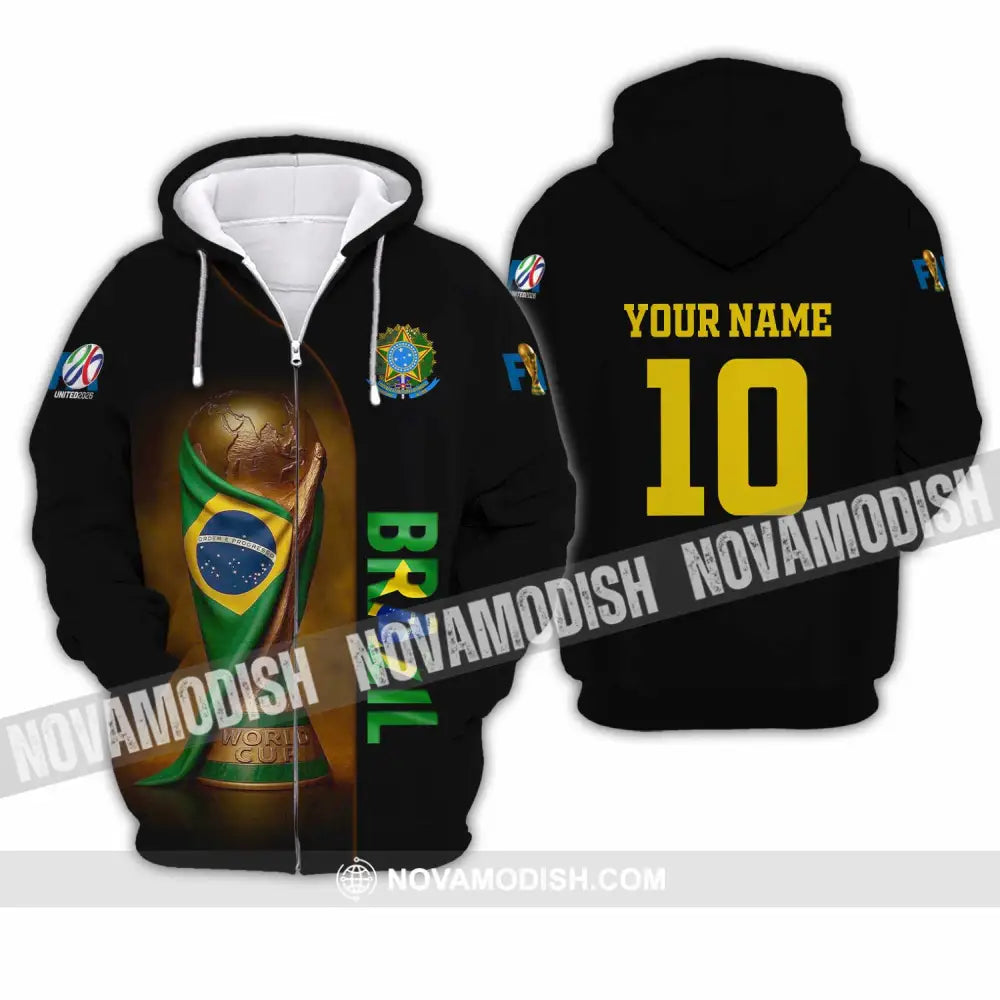 Unisex Shirt - Custom Brazil 3D Shirt Zipper Hoodie / S T-shirt