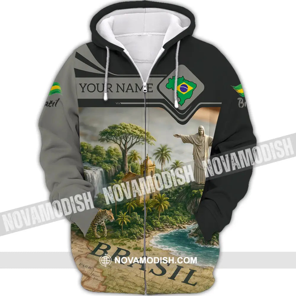 Unisex Shirt - Custom Brazil 3D Shirt Zipper Hoodie / S T-shirt