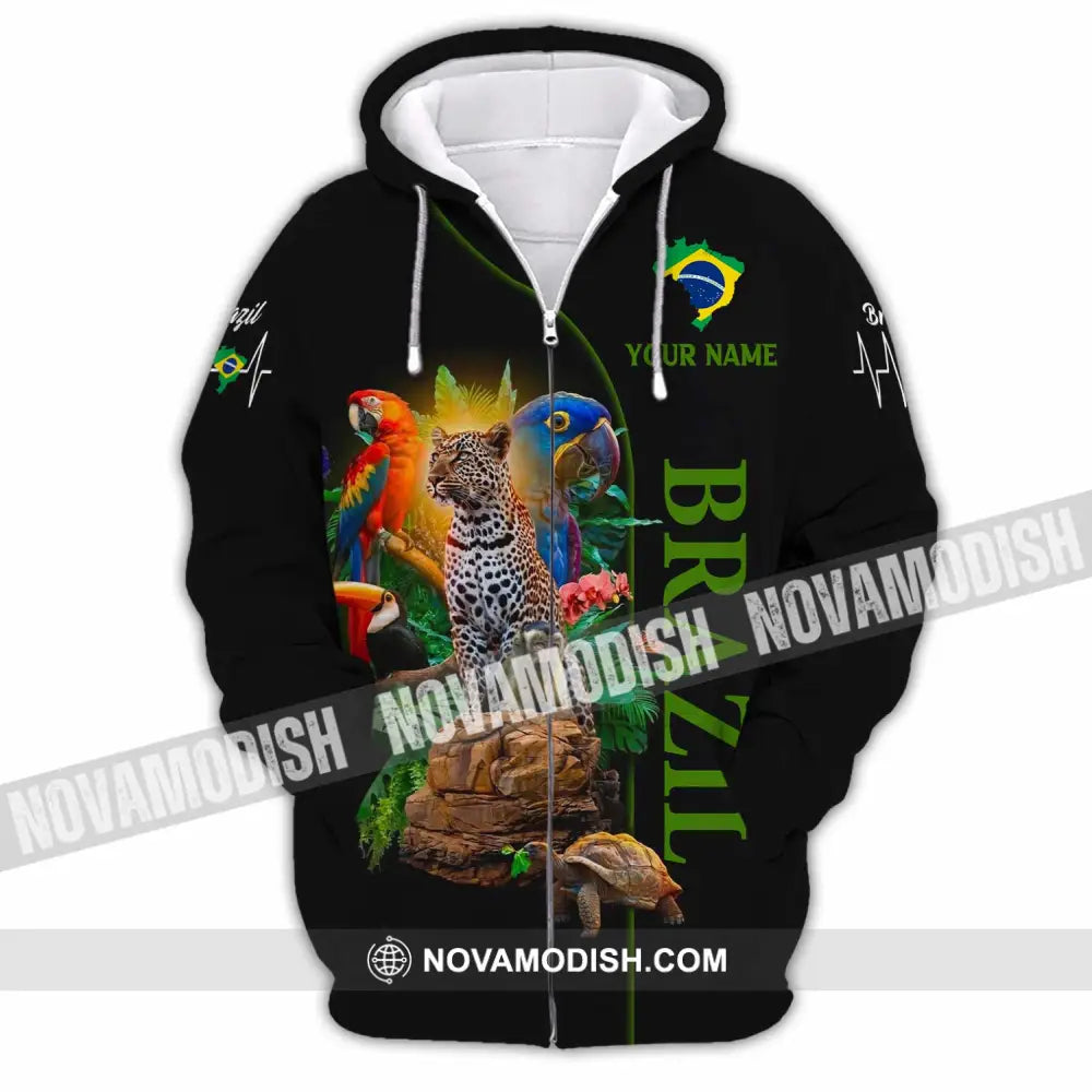 Unisex Shirt - Custom Brazil 3D Shirt Zipper Hoodie / S T-shirt