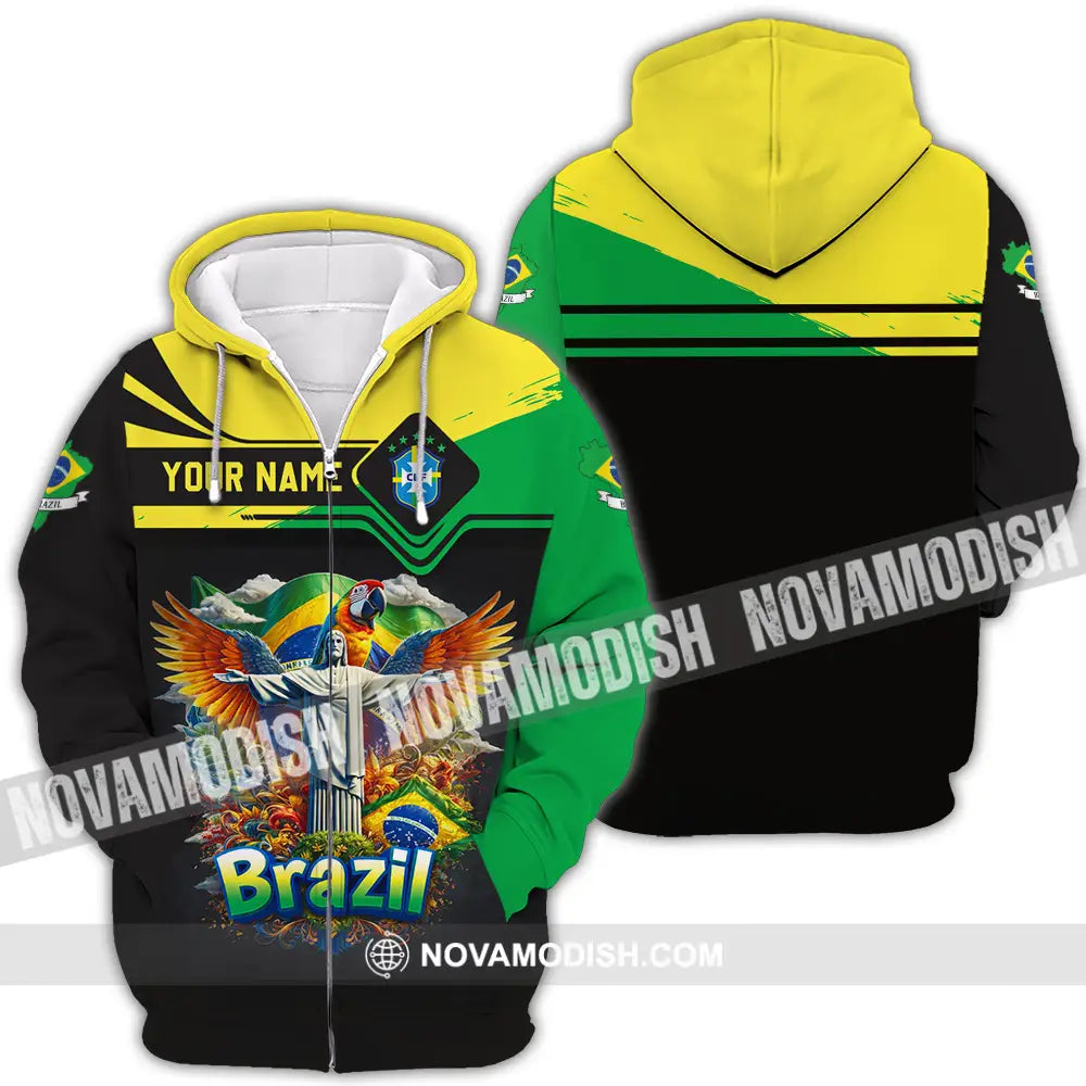 Unisex Shirt - Custom Brazil 3D Shirt Zipper Hoodie / S T-shirt
