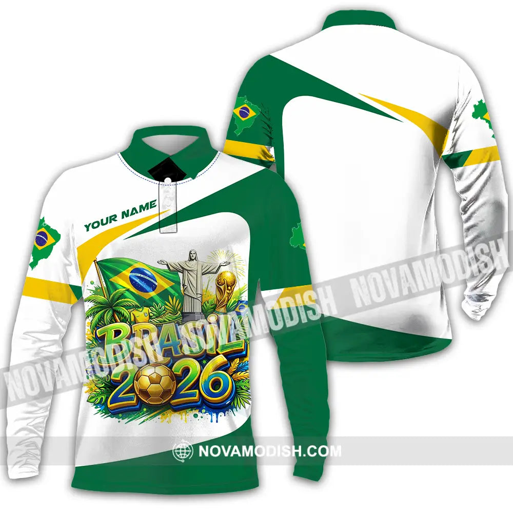 Unisex Shirt - Custom Brazil Fifa Club World Cup 2026 3D Shirt Long Sleeve Polo / S T-shirt