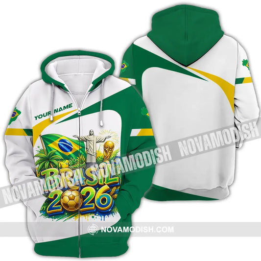 Unisex Shirt - Custom Brazil Fifa Club World Cup 2026 3D Shirt Zipper Hoodie / S T-shirt