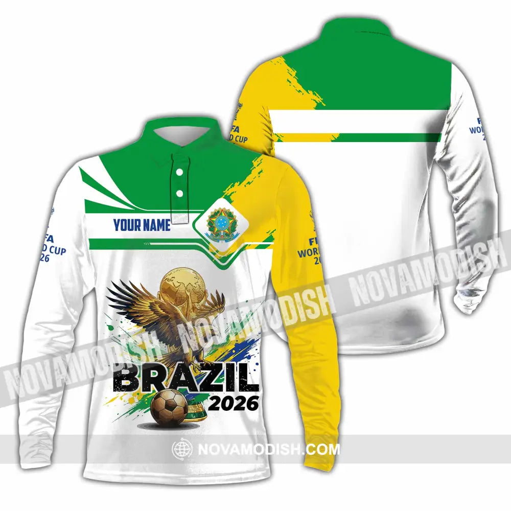 Unisex Shirt - Custom Brazil Fifa World Cup 2026 3D Shirt Long Sleeve Polo / S T-shirt