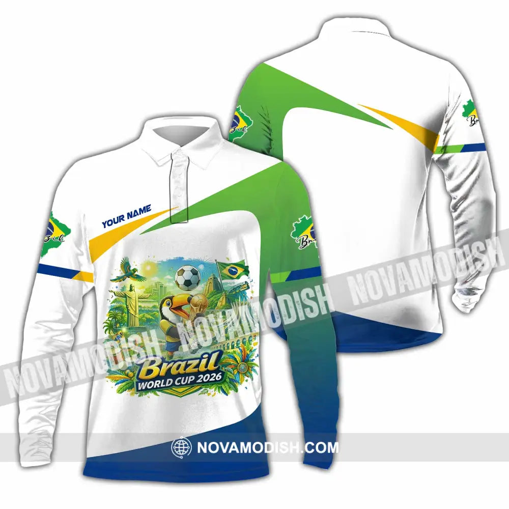 Unisex Shirt - Custom Brazil Fifa World Cup 2026 3D Shirt Long Sleeve Polo / S T-shirt