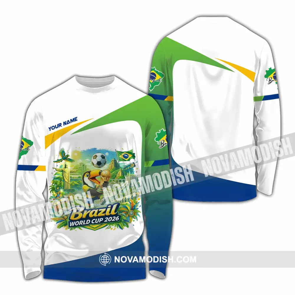 Unisex Shirt - Custom Brazil Fifa World Cup 2026 3D Shirt Long Sleeve Shirt / S T-shirt