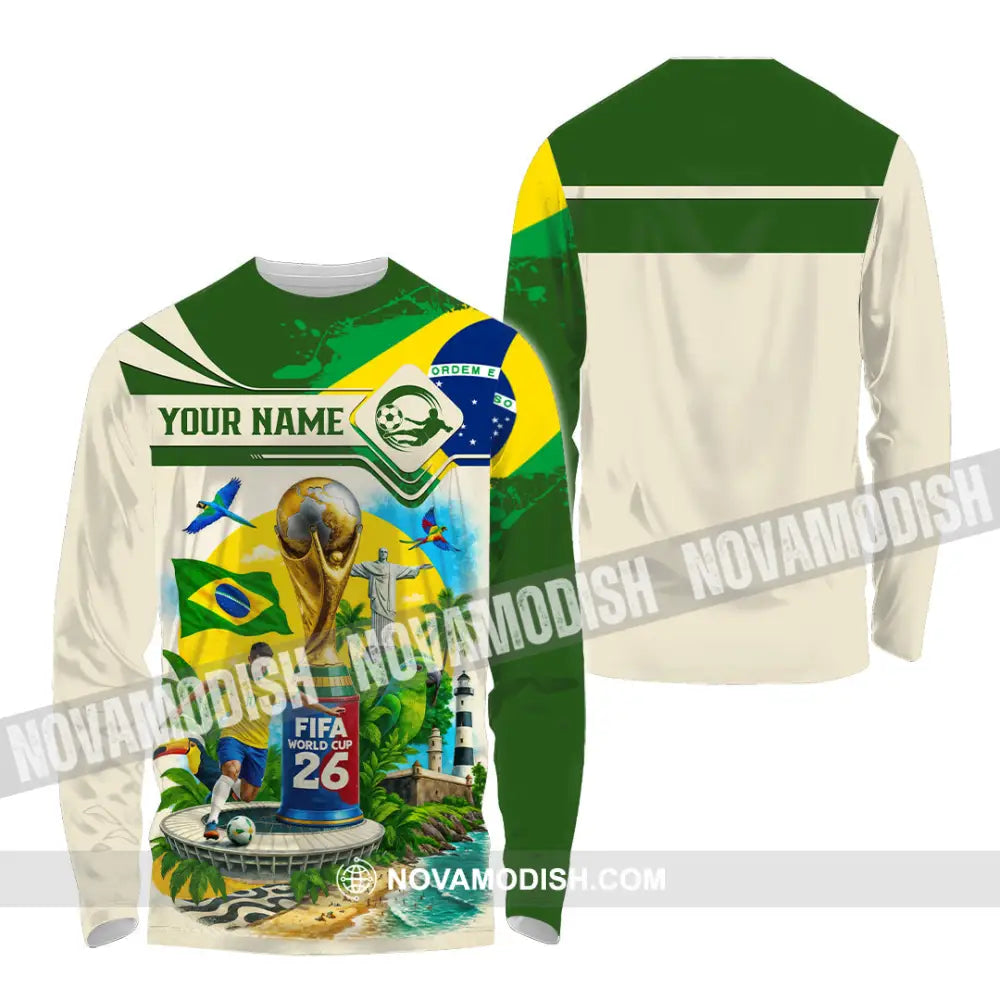Unisex Shirt - Custom Brazil Fifa World Cup 2026 3D Shirt Long Sleeve Shirt / S T-shirt