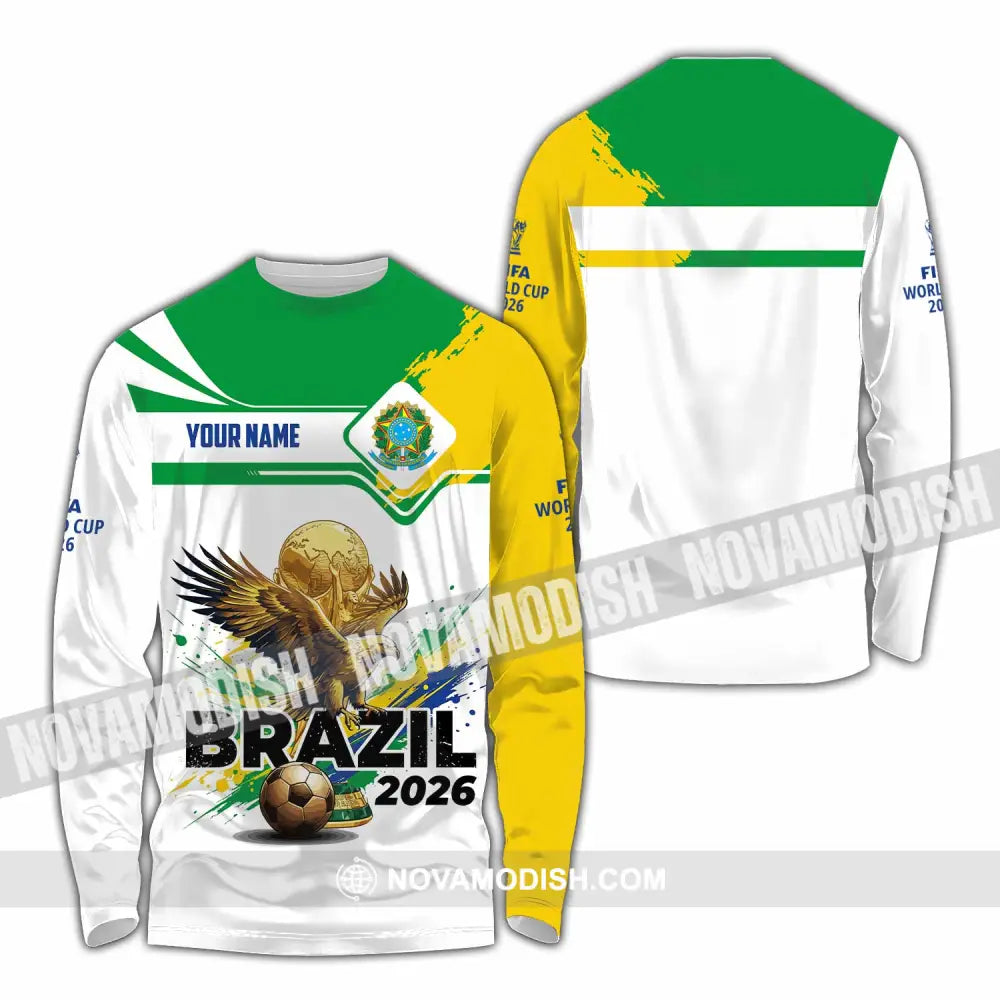 Unisex Shirt - Custom Brazil Fifa World Cup 2026 3D Shirt Long Sleeve Shirt / S T-shirt