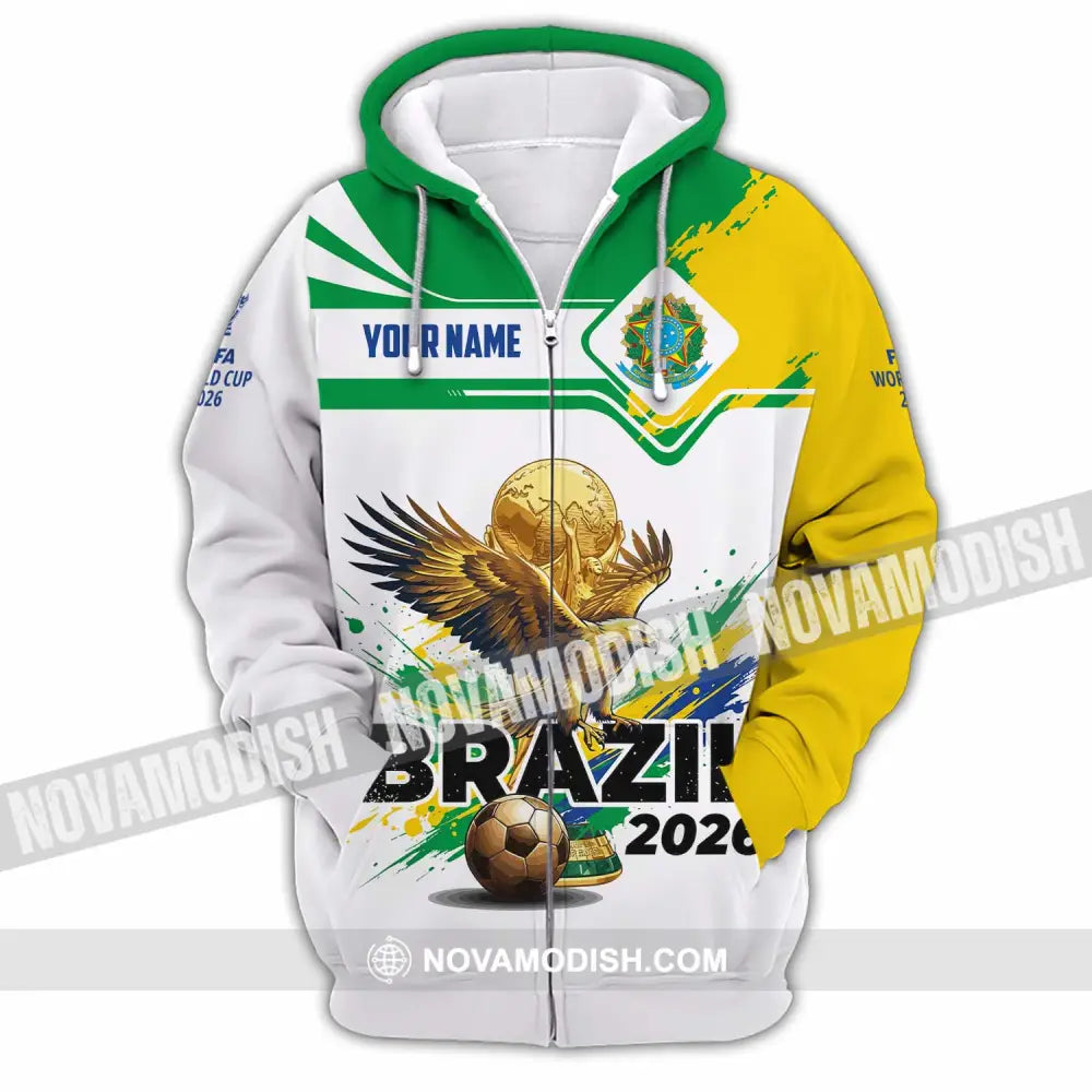 Unisex Shirt - Custom Brazil Fifa World Cup 2026 3D Shirt Zipper Hoodie / S T-shirt