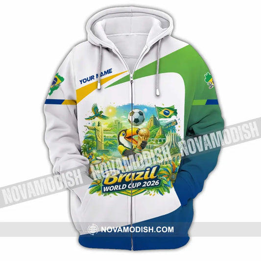 Unisex Shirt - Custom Brazil Fifa World Cup 2026 3D Shirt Zipper Hoodie / S T-shirt