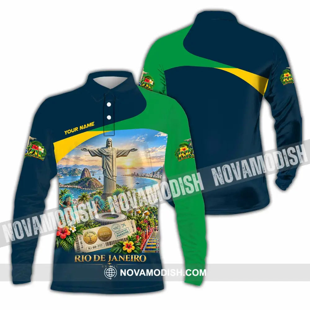 Unisex Shirt - Custom Brazil Shirt - Long Sleeve Polo / S - T-shirt
