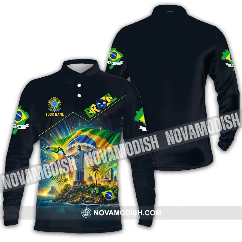 Unisex Shirt - Custom Brazil World Cup 2026 3D Shirt Long Sleeve Polo / S T-shirt