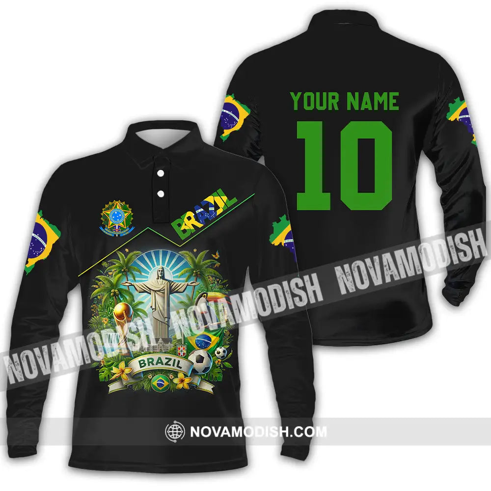 Unisex Shirt - Custom Brazil World Cup 2026 3D Shirt Long Sleeve Polo / S T-shirt