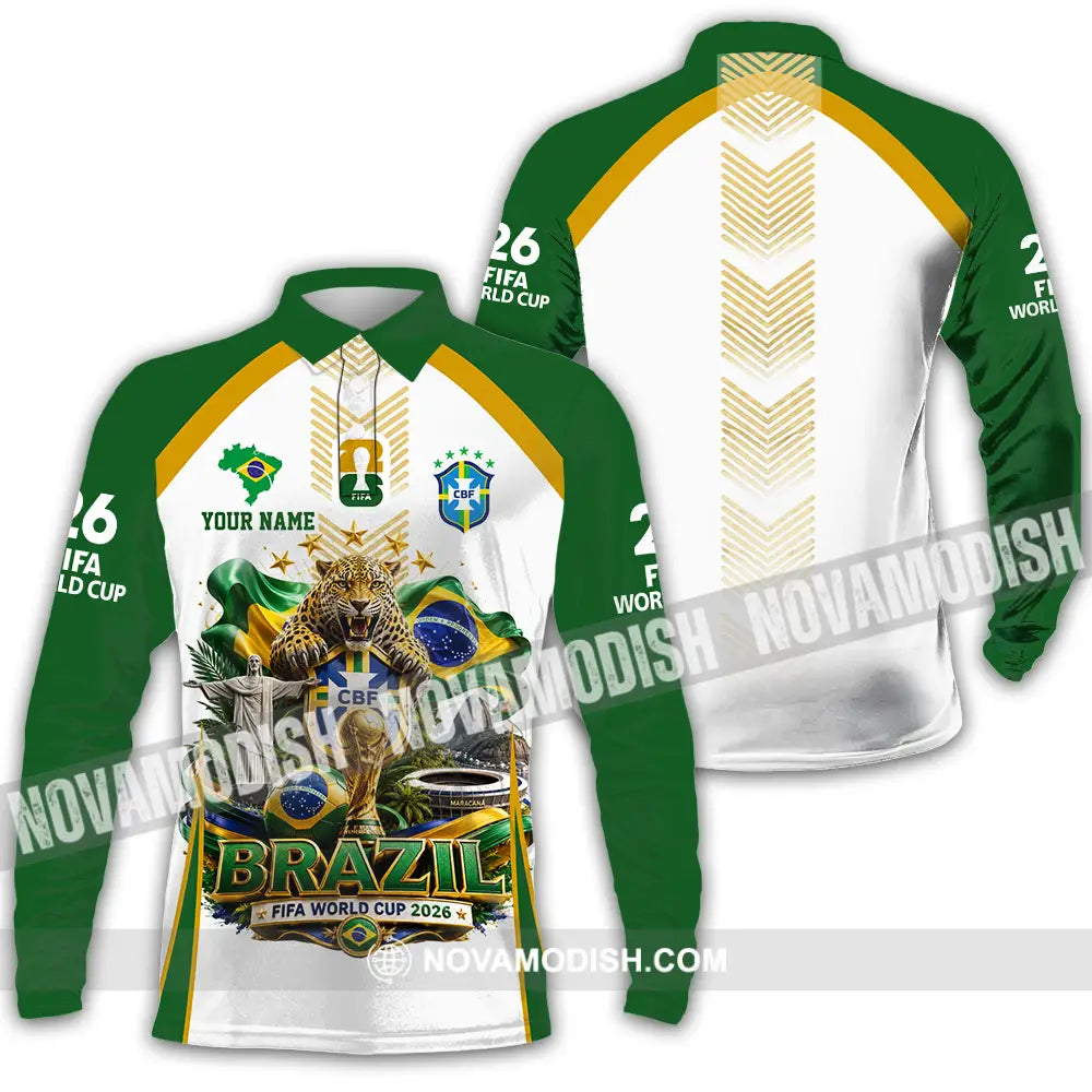 Unisex Shirt - Custom Brazil World Cup 2026 Shirt - Long Sleeve Polo / S - T-shirt