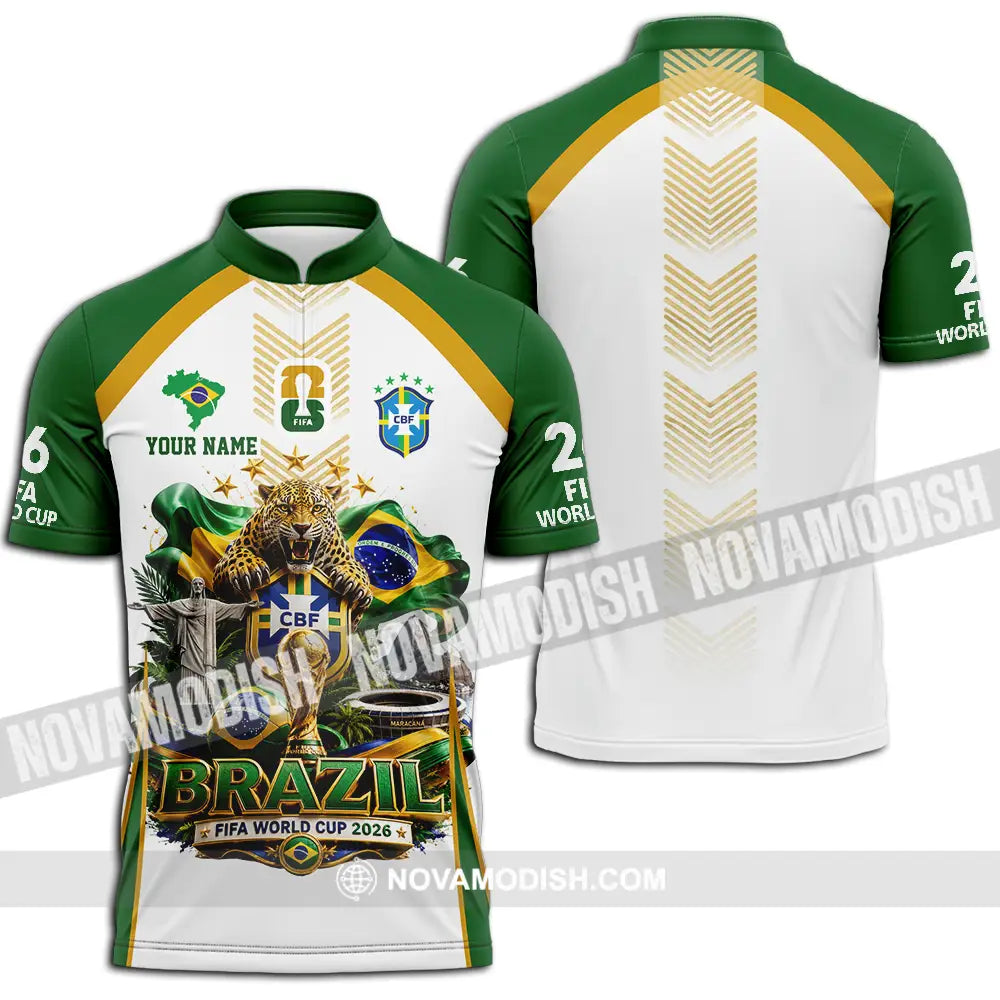 Unisex Shirt - Custom Brazil World Cup 2026 Shirt - Zipper Polo Shirt / S - T-shirt