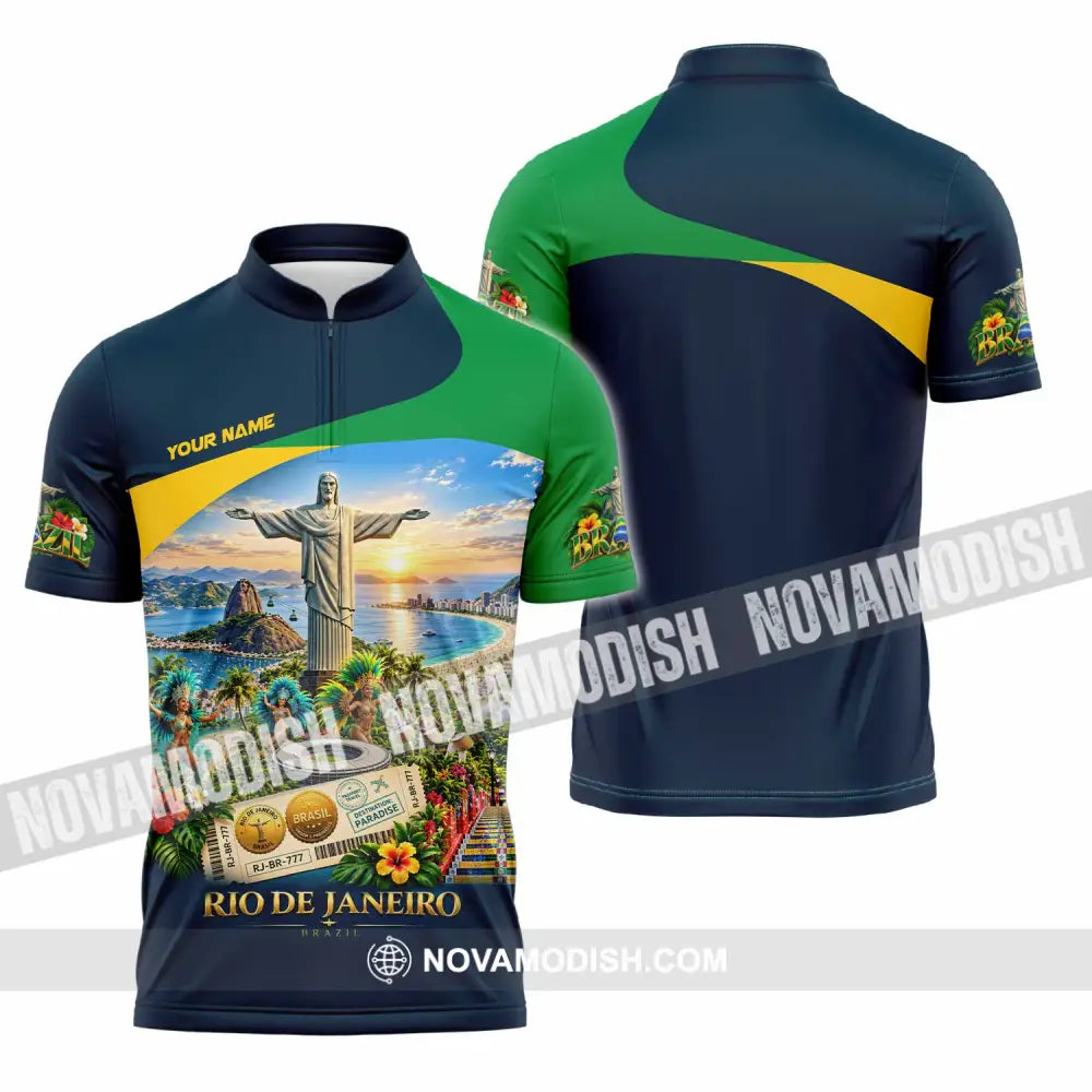 Unisex Shirt - Custom Brazil Shirt - Zipper Polo Shirt / S - T-shirt