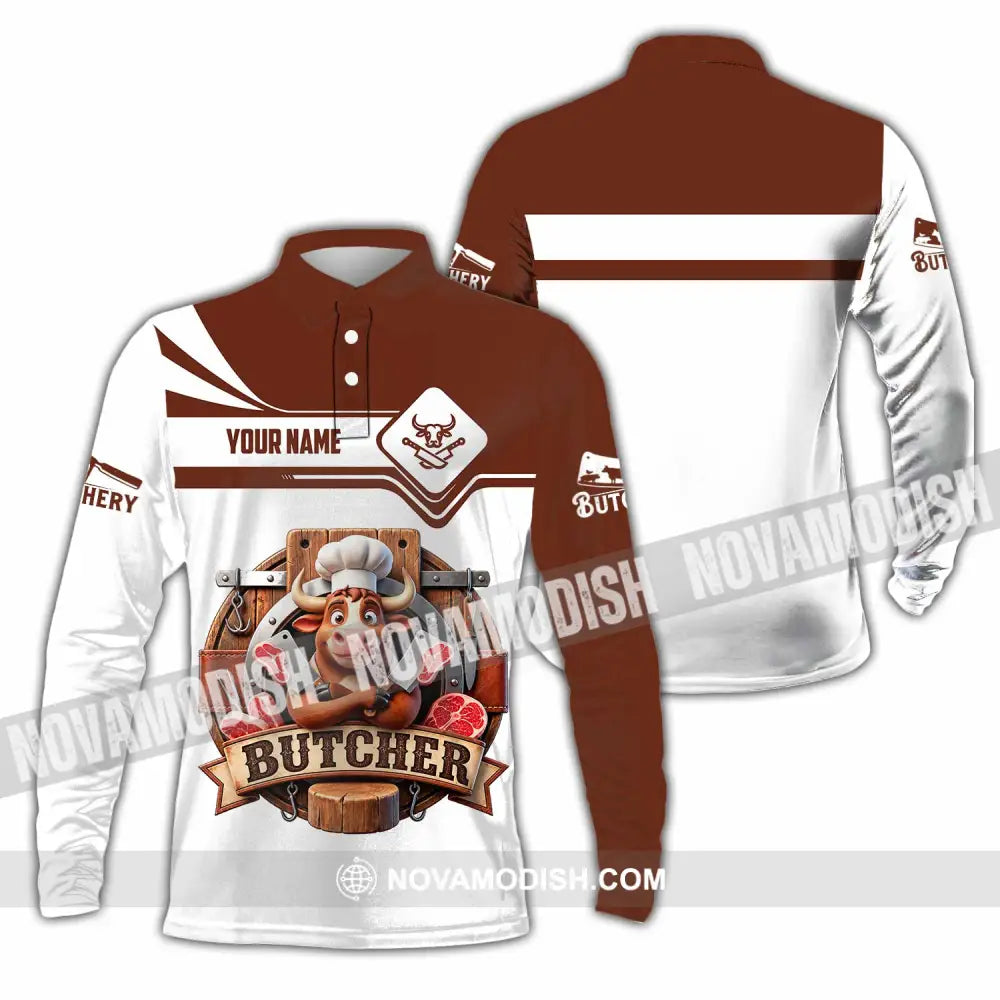 Unisex Shirt - Custom Butcher Shirt - Long Sleeve Polo / S - T-shirt
