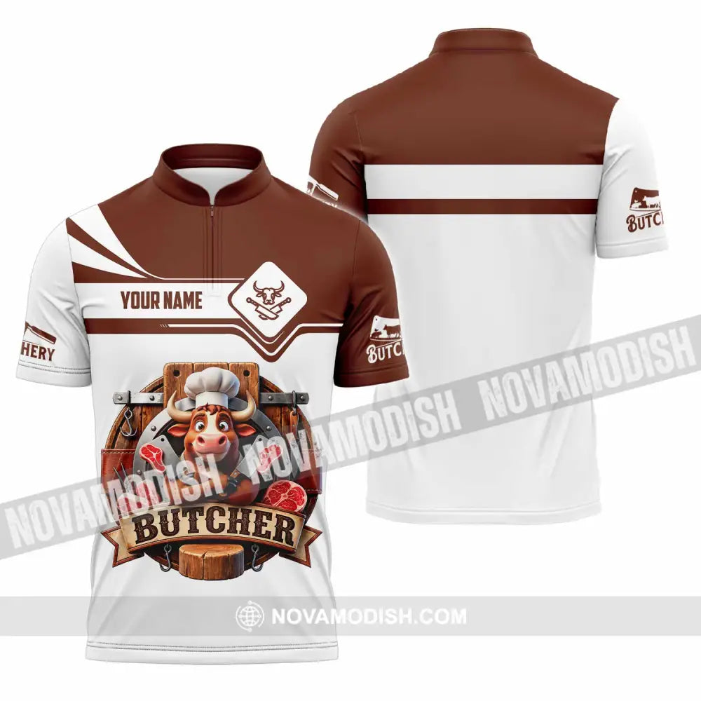 Unisex Shirt - Custom Butcher Shirt - Zipper Polo Shirt / S - T-shirt
