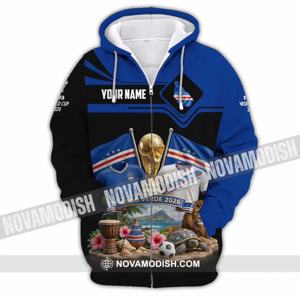 Unisex Shirt - Custom Cabo Verde World Cup 2026 3D Shirt - Zipper Hoodie / S - T-shirt