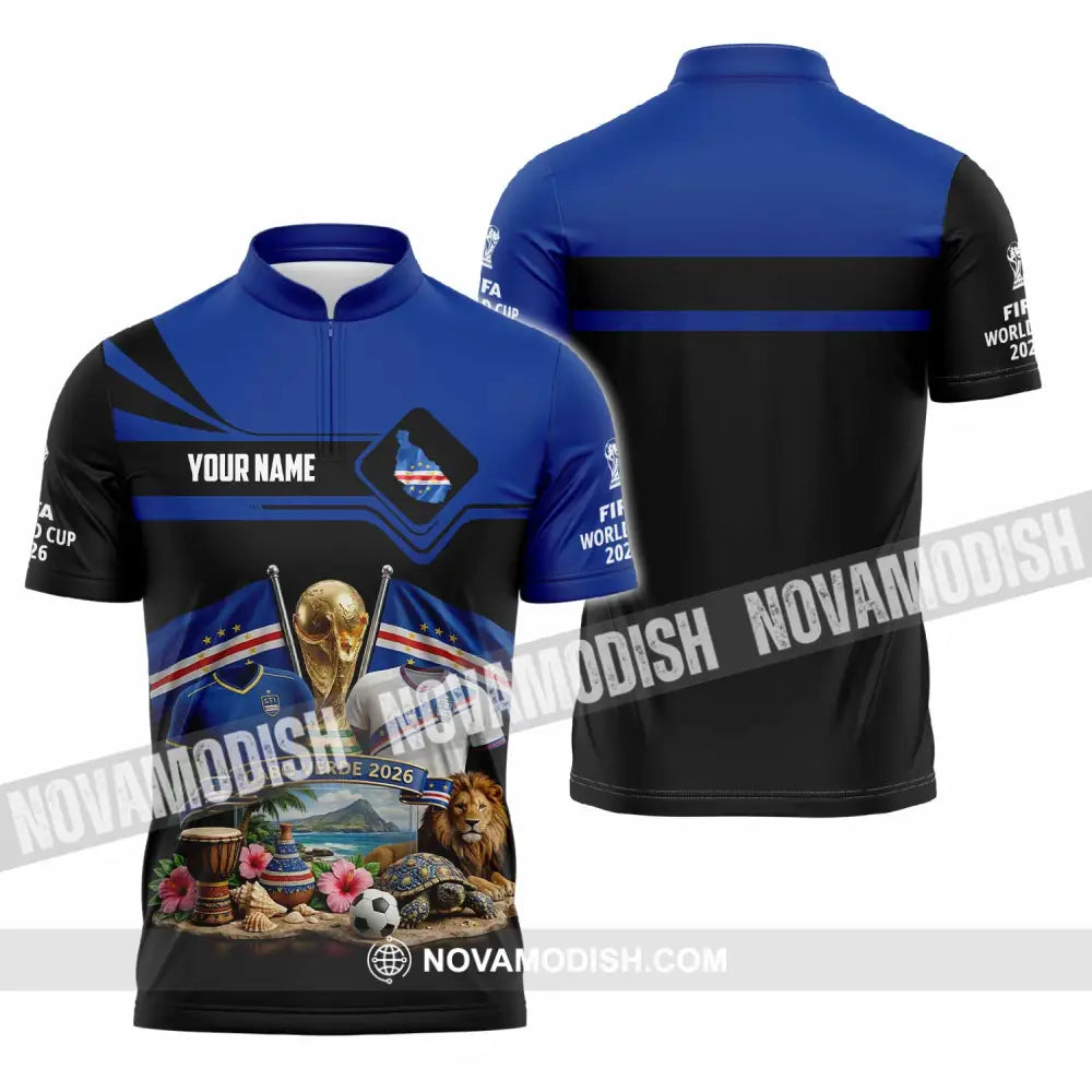 Unisex Shirt - Custom Cabo Verde World Cup 2026 3D Shirt - Zipper Polo Shirt / S - T-shirt