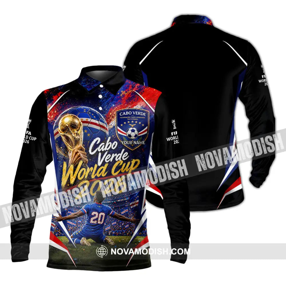 Unisex Shirt - Custom Cabo Verde World Cup 2026 Shirt - Long Sleeve Polo / S - T-shirt