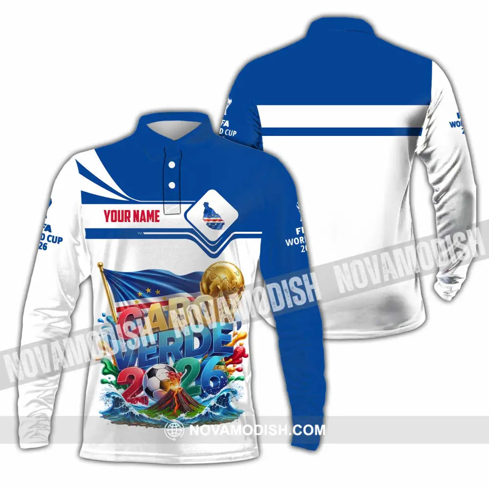 Unisex Shirt - Custom Cabo Verde World Cup 2026 Shirt - Long Sleeve Polo / S - T-shirt