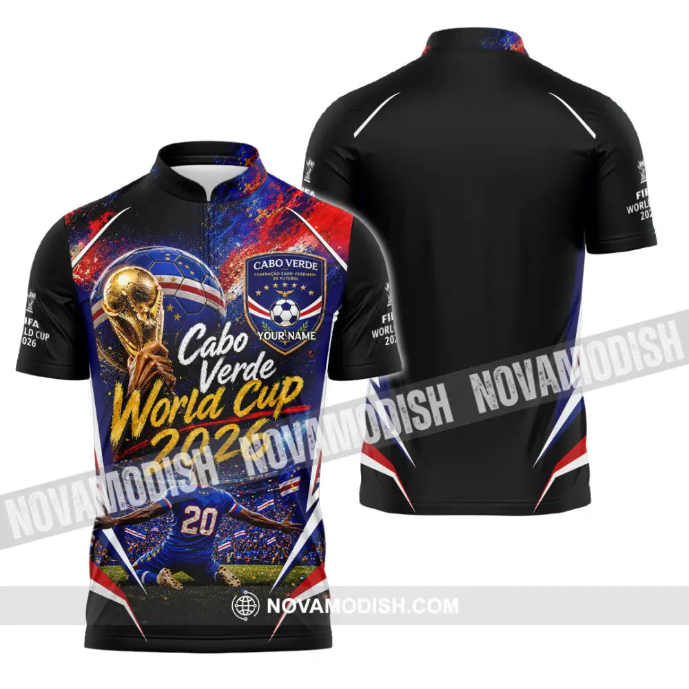 Unisex Shirt - Custom Cabo Verde World Cup 2026 Shirt - Zipper Polo Shirt / S - T-shirt