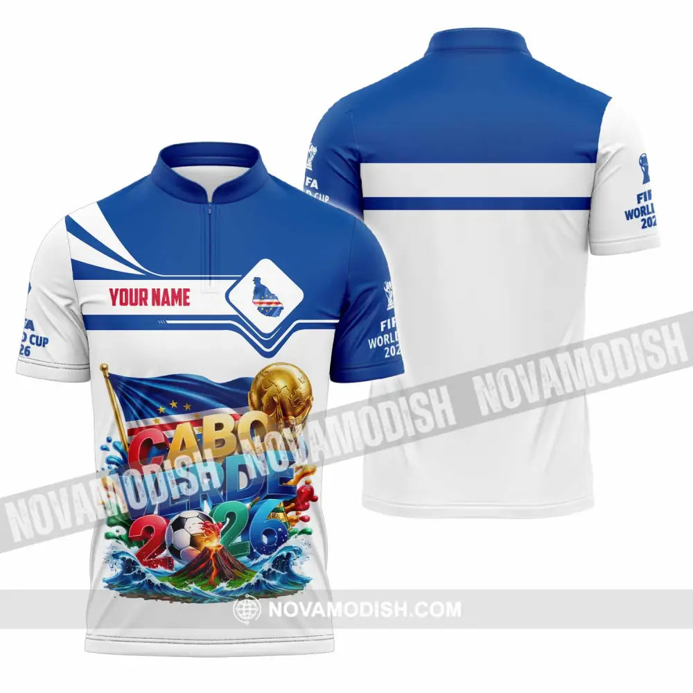 Unisex Shirt - Custom Cabo Verde World Cup 2026 Shirt - Zipper Polo Shirt / S - T-shirt