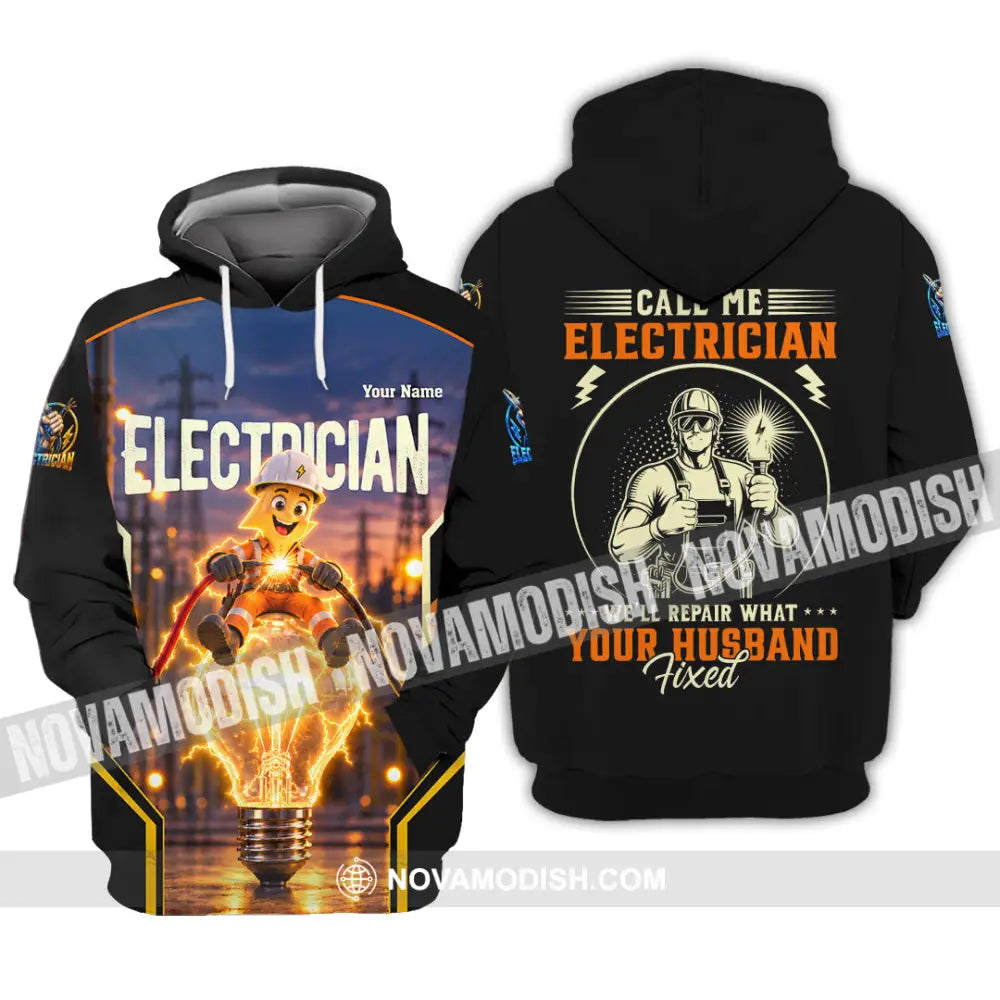Unisex Shirt - Custom Call Me Electrician Shirt - Hoodie / S - T-shirt