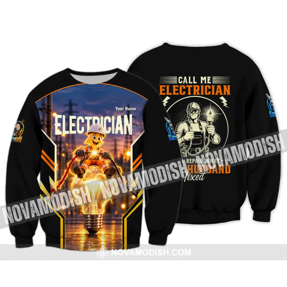 Unisex Shirt - Custom Call Me Electrician Shirt - Long Sleeve / S - T-shirt