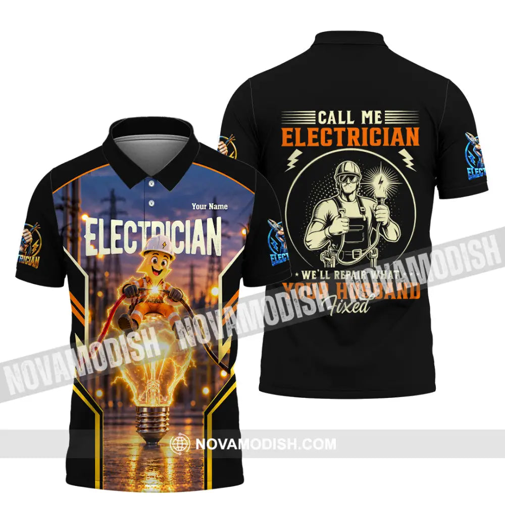 Unisex Shirt - Custom Call Me Electrician Shirt - Polo Shirt / S - T-shirt
