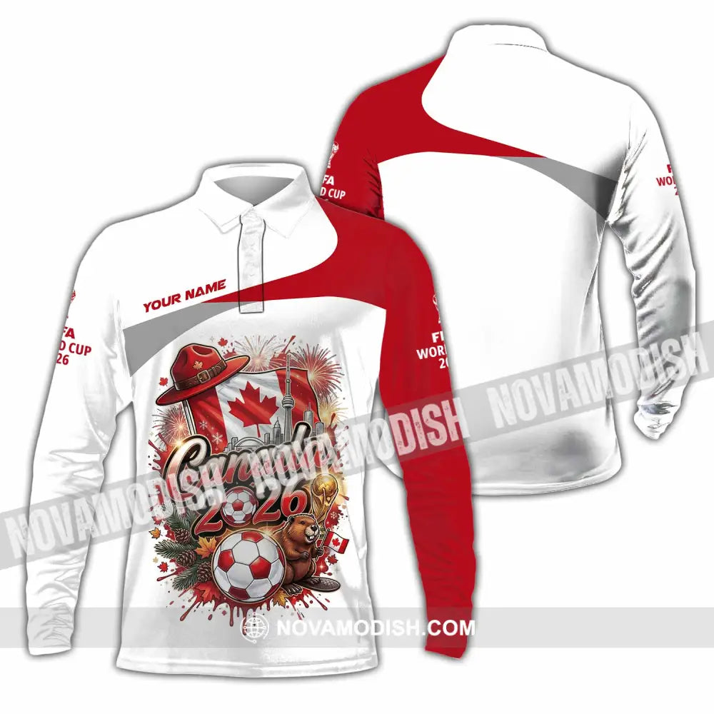 Unisex Shirt - Custom Canada World Cup 2026 3D Shirt - Long Sleeve Polo / S - T-shirt