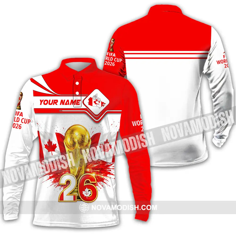 Unisex Shirt - Custom Canada World Cup 2026 3D Shirt Long Sleeve Polo / S T-shirt