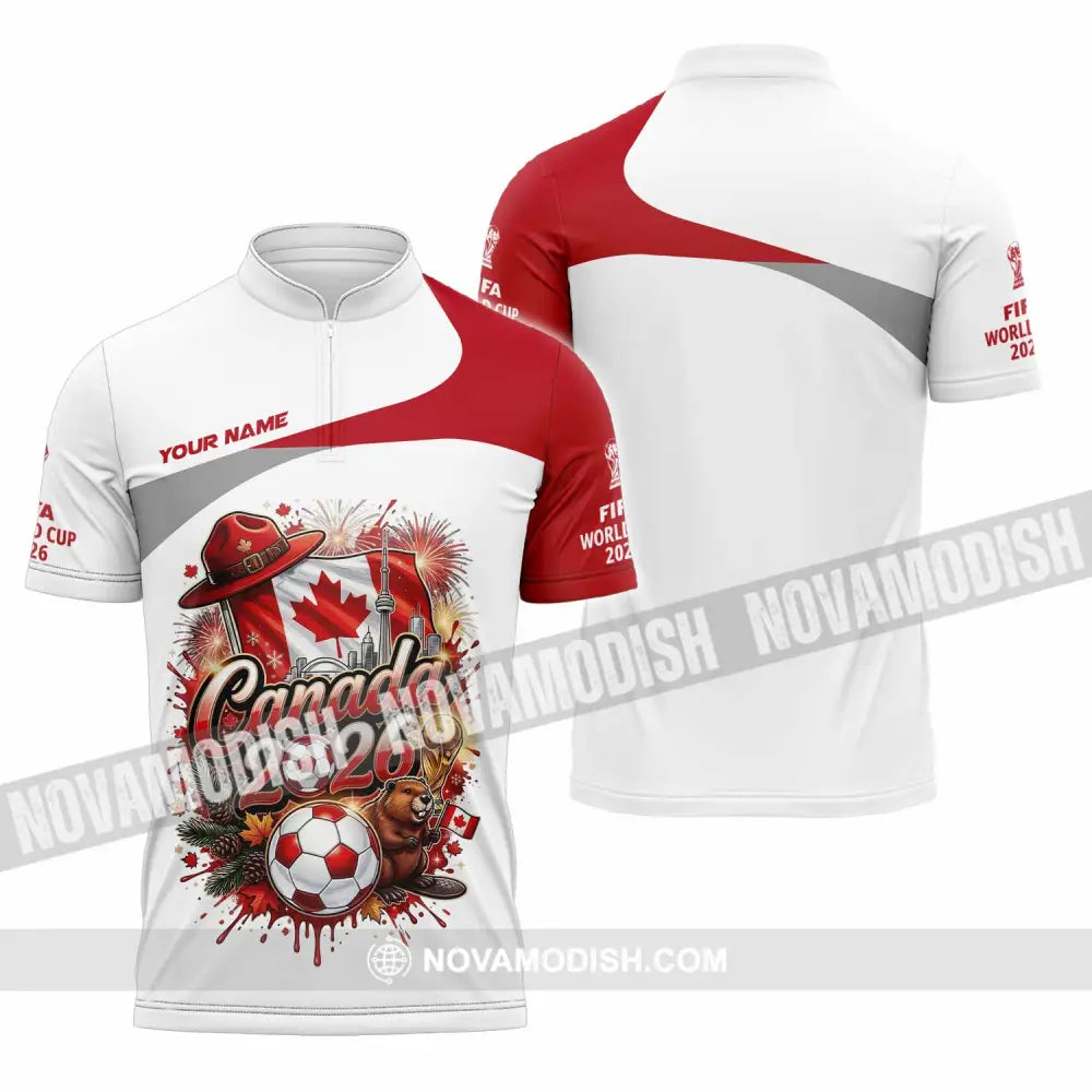Unisex Shirt - Custom Canada World Cup 2026 3D Shirt - Zipper Polo Shirt / S - T-shirt