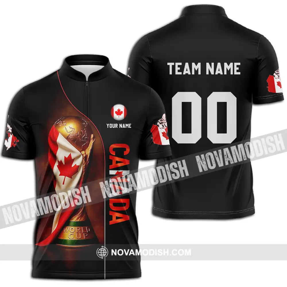 Unisex Shirt - Custom Canada World Cup 2026 3D Shirt Zipper Polo Shirt / S T-shirt