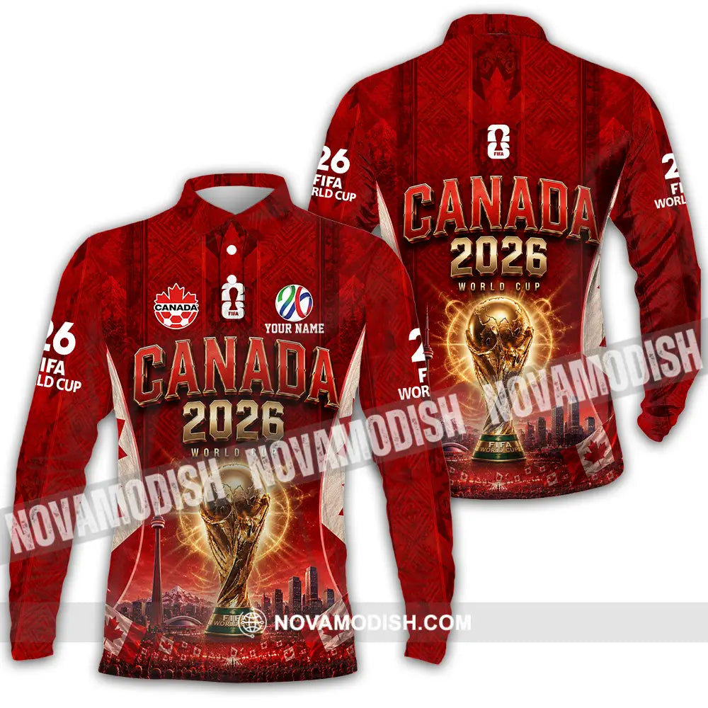Unisex Shirt - Custom Canada World Cup 2026 Shirt - Long Sleeve Polo / S - T-shirt