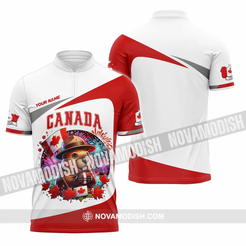 Unisex Shirt - Custom Canada Shirt Zipper Polo Shirt / S T-shirt