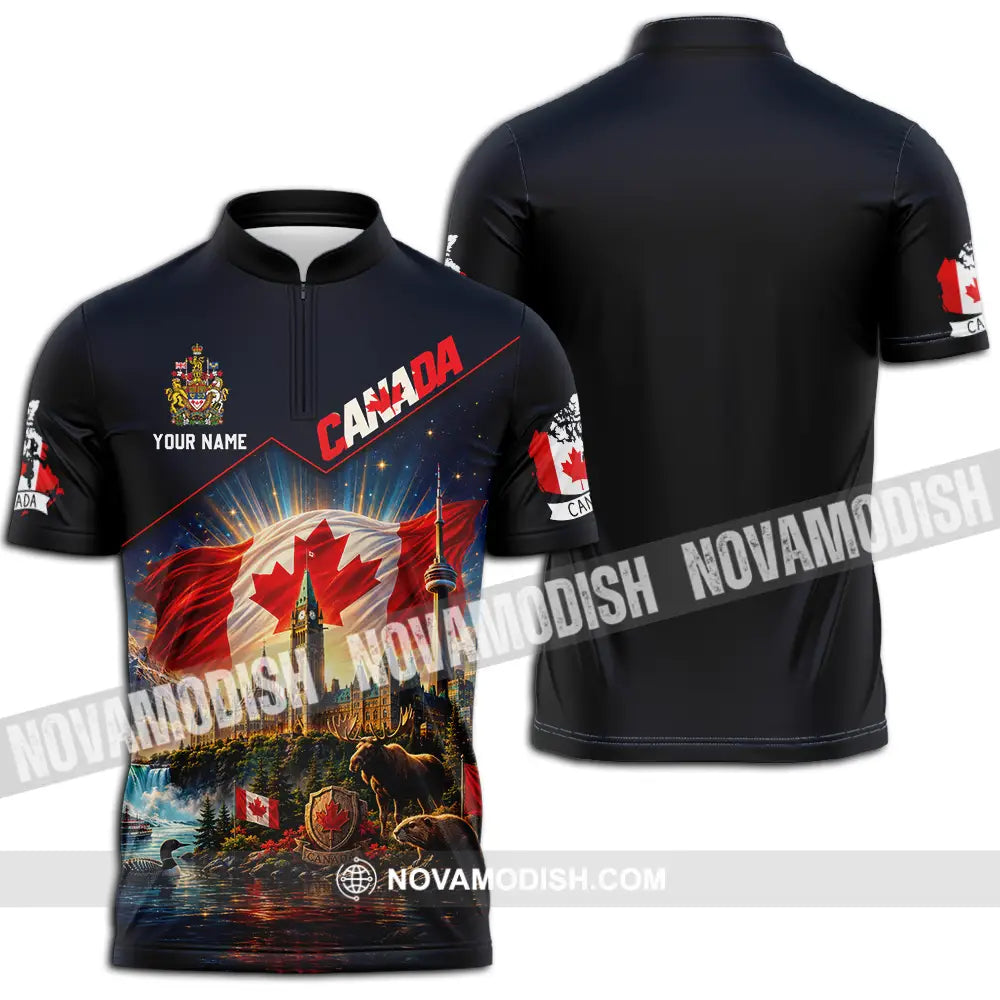 Unisex Shirt - Custom Canada Shirt - Zipper Polo Shirt / S - T-shirt