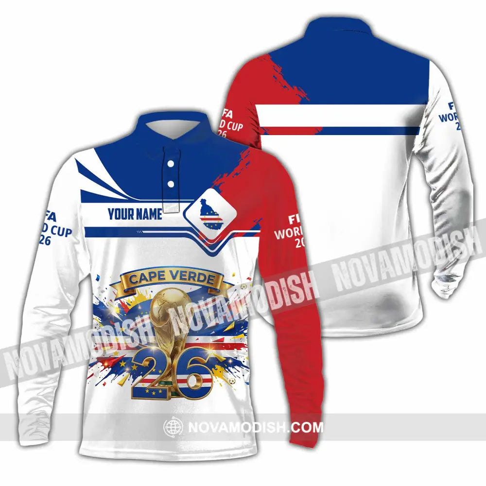 Unisex Shirt - Custom Cape Verde FIFA World Cup 2026 3D Shirt Long Sleeve Polo / S T-shirt