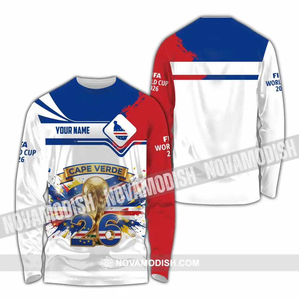 Unisex Shirt - Custom Cape Verde FIFA World Cup 2026 3D Shirt Long Sleeve Shirt / S T-shirt