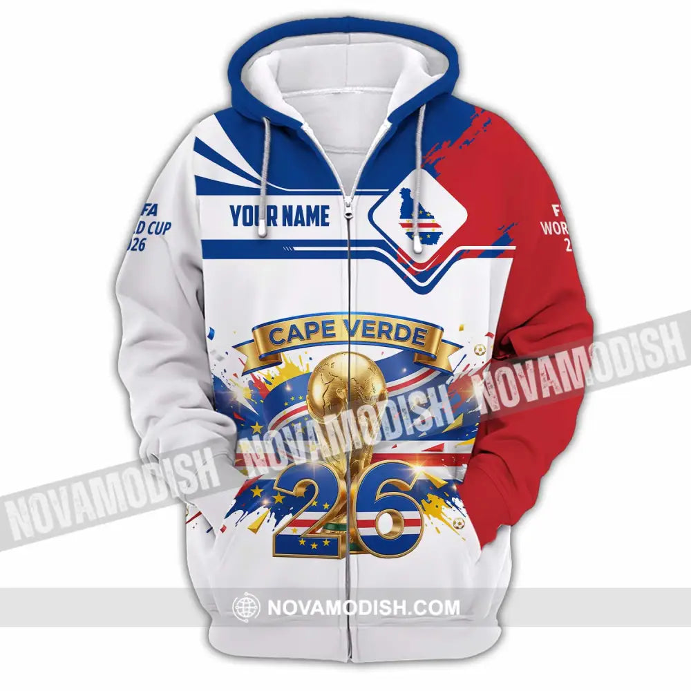 Unisex Shirt - Custom Cape Verde FIFA World Cup 2026 3D Shirt Zipper Hoodie / S T-shirt