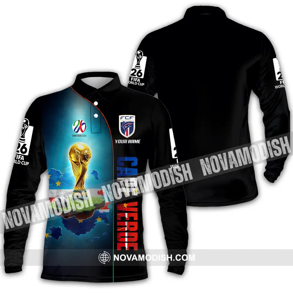 Unisex Shirt - Custom Cape Verde World Cup 2026 3D Shirt - Long Sleeve Polo / S - T-shirt